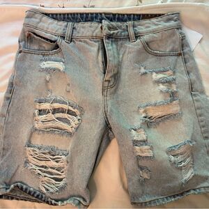 ASOS Blue Distressed Denim Jean Shorts
